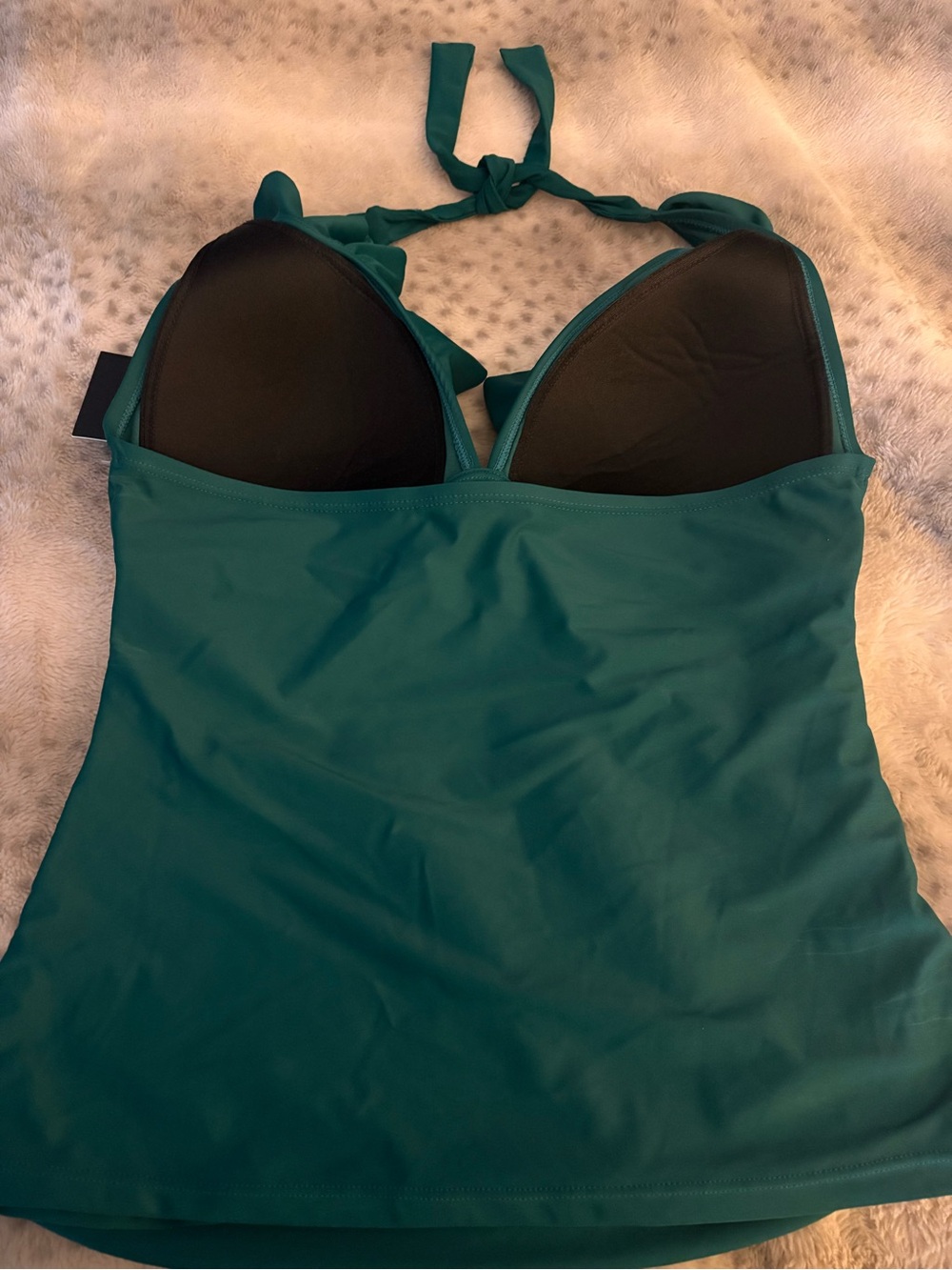 Ellen Tracy Green Ruffle Tankini Halter Top - Picture 2 of 5